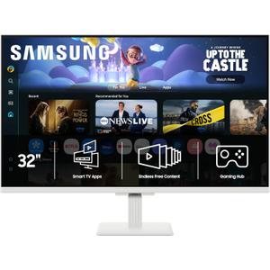 Samsung 32-Inch M5 (M50F) Series FHD Smart Monitor with Streaming TV, Speakers, HDR10, Gaming Hub, Multiple Ports, Workout Tracker, Vision Accessibility Tools, White, LS32FM503ENXZA