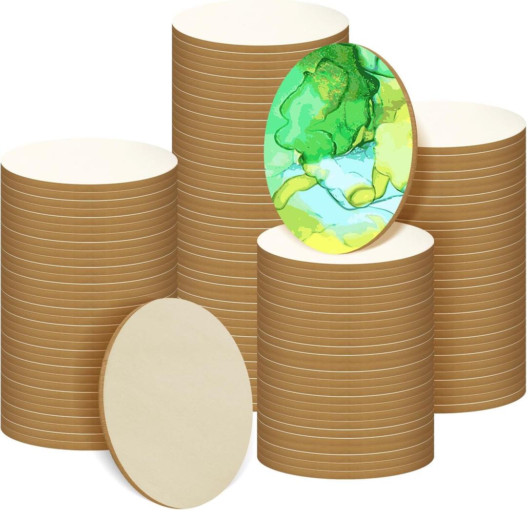 200 Pieces Round Wood Circles for Crafts - 2 inch Wood Round Disc Unfinished Wood Circles Blank Natural Wooden Cutout Ornaments for Decoration DIY Craft Art Supplies