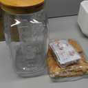 2 Gallon Drink Dispenser with Stand，Glass Beverage Dispenser With Wood Stand, 18/8 Stainless Steel Spigot and Labels Large Water Drink Dispensers for Parties, Lemonade,Juice, Tea