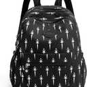 Mini Nylon Women Backpacks,11L Small Ladies backpacks Casual Lightweight Women Shopping Travel Daypack (A-Black White)