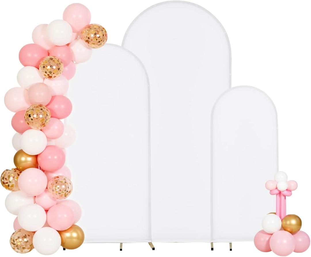 VEVOR Arch Backdrop Stand, Set of 3, 6/5/4 ft, Stable Structure, Easy Assembly, Gold Metal Arch Backdrop Stand with Cover, for Wedding, Birthday Party, Graduation, Celebration, and Ceremony Decoration
