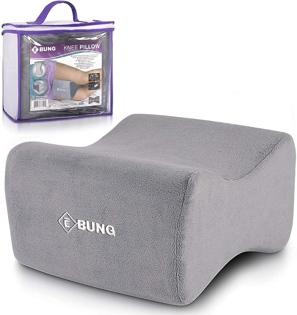 Memory Foam Knee Pillow & Leg Pillow for Hip, Back, Leg, Knee Pain Relief - Ideal for Side Sleepers, Pregnancy and Right Spine Alignment Memory Foam Wedge Contour with Washable Cover