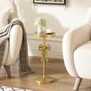 Gold Drink Table, Metal Martini Side Table - 9.9" x21.7'', Gold Small Accent Table with Bow Decoration, Pedestal End Table for Small Spaces