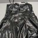 LKOUS Sexy Club Mini Dress for Women's, Spaghetti Strap Bandage Leather Swing Short Dresses (Black, XL)