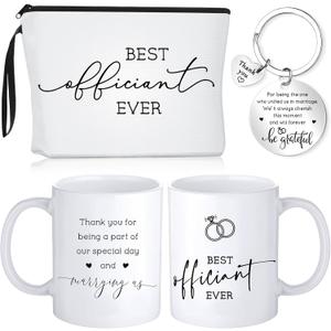 Havawish 3 Pcs Wedding Best Officiant Ever Gift Funny Officiant Proposal Gifts Include Makeup Bag, 11 oz Coffee Mug, Appreciation Keychain for Wedding Party Bridal Shower Bride Groom Thank You Present