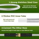 Metal Garden Hose 100ft Stainless Steel Hose Heavy Duty Flexible Water Hose with 10 Way Spray Nozzle 3/4 Solid Brass Fittings-Outdoor Yard Lightweight No Kink Leak Resistant Water Pipe