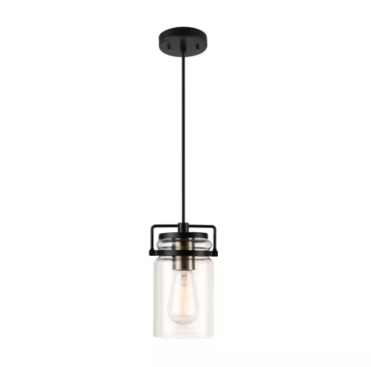 Globe Electric 61109 Oliver 1-Light Dark Bronze Pendant with 15 ft. Cord