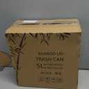 SIDIANBAN Bathroom Trash Can with Bamboo Lid Soft Close and Foot Pedal, Small Rectangular Slim Garbage Can with Inner Wastebasket for Bedroom, Office, Kitchen, 1.3Gal/5L, Black