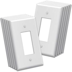 BESTTEN 10 Pack 1-Gang Oversize Decor Wall Plate, Jumbo Unbreakable Polycarbonate Decorator Receptacle Outlet Cover and Oversized Switch Plate, White, ETL listed