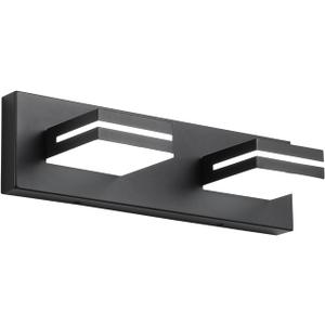 SineRise LED Modern Bathroom Vanity Light Fixtures (2-Light, 15.5-Inch, Dimmable), Matte Black Modern Acrylic Bathroom Wall Lighting Fixtures Over Mirror (Cool White 6000K)