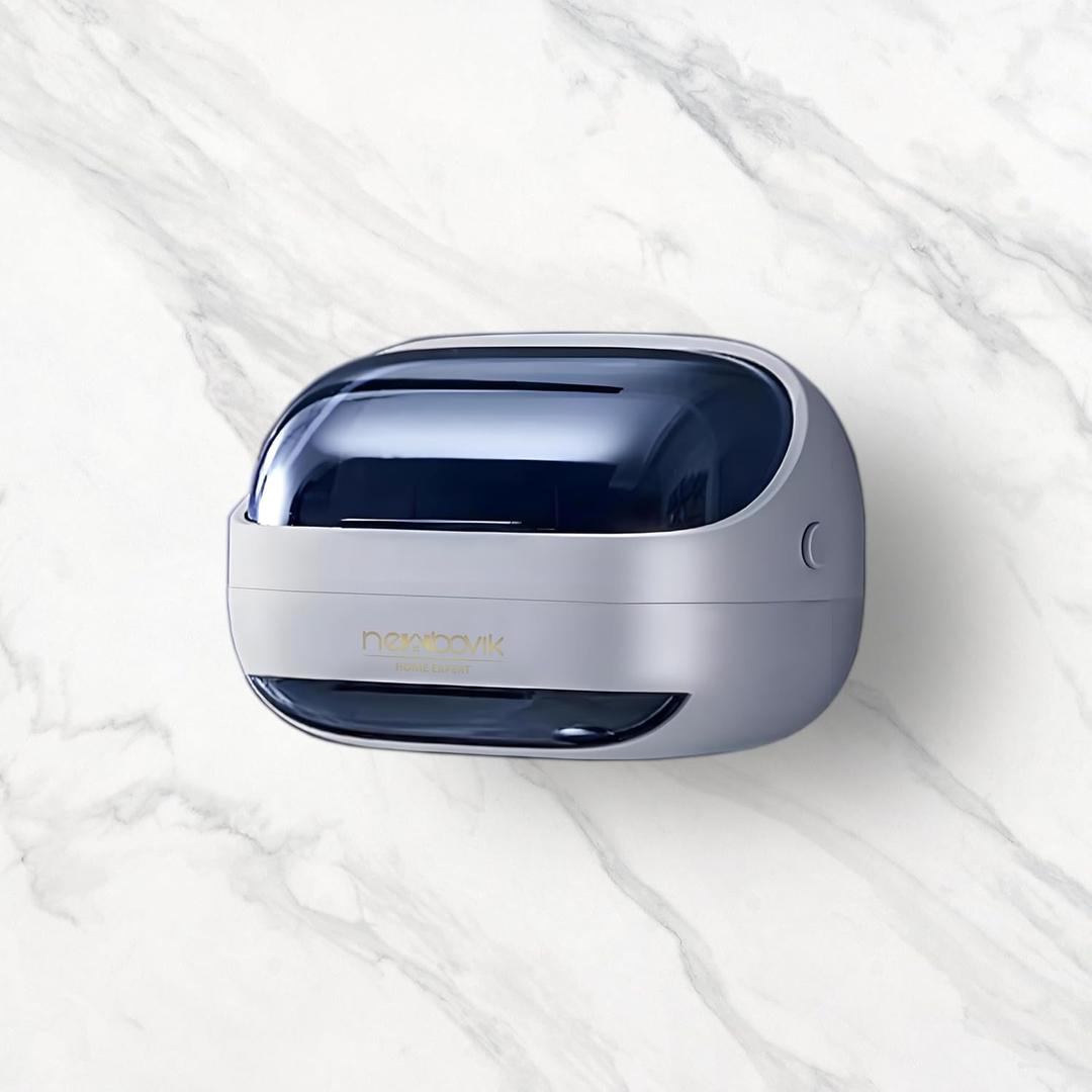 Soap Dish with Lid - Plastic Bar Soap Holder with Drain Tray, Drip-Free Bar Soap Holder for Shower, Ventilated Hygienic Design for Bathroom, Wash bin, Kitchen Sink - Keeps Sink Counter Dry (Grey)