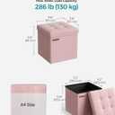 SONGMICS Small Folding Storage Ottoman, 11.8 x 11.8 x 11.8 in, Jelly Pink