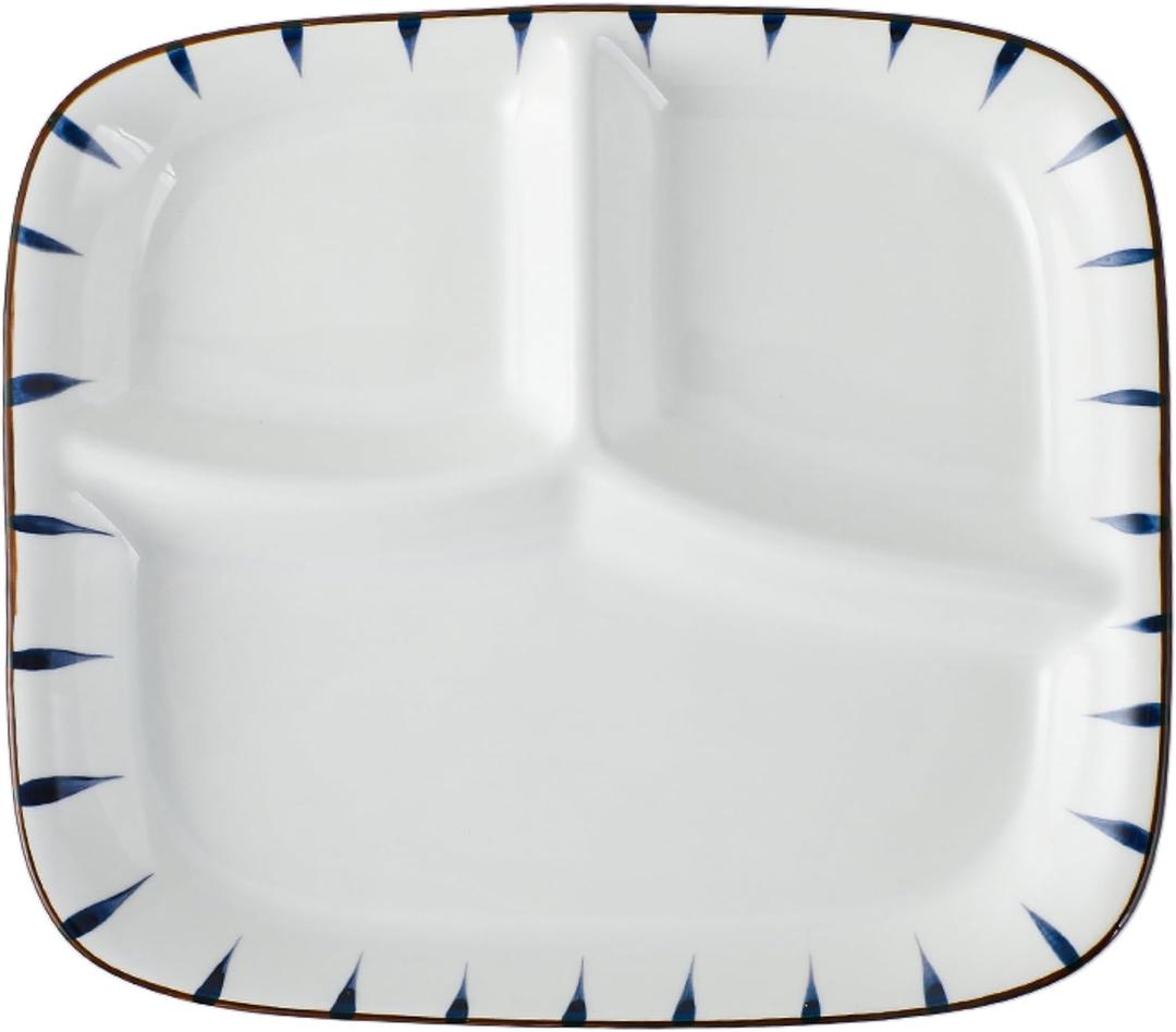 Ceramic Divided Porcelain Dinner Plate - 10 Inch, Breakfast, Lunch, Bowl, Portion Control, Salad - Kitchen Tableware