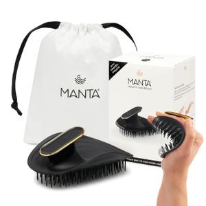 Manta Original Anti-Breakage Hairbrush  Gentle Detangling Brush for Wet & Dry Hair, Flexible Hairbrush for All Types, Healthy Hair Care for Women & Men, Black