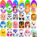 24 Pack Easter Eggs Filled Slow Squishy Toys, Mini Animal Squishy Egg Fillers for Kids Easter Egg Hunt Filling Treats Classroom Prizes Basket Stuffers Easter Party Favors