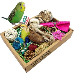Bird Foraging Toys Parrot Chew Shredding Toys Bird Foraging Box for Parakeets Cockatiels Conures Lovebirds and Small to Medium Birds(Colorful)