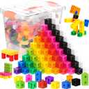Jenaai 300 Pcs Linking Cubes with Storage Container Counting Cubes, Colorful Plastic Counting Block, Math Manipulatives Classroom Learning Supplies for Preschool Kindergarten(Orange)