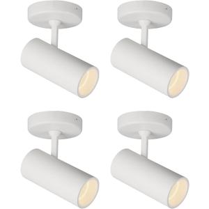 Aisilan 4 Pack 9W LED Modern Directional Dimmable Spotlight Indoor, Adjustable Angle Anti-Glare Wired Ceiling Spot Light Lamp for Living Room, Picture, Panting Accent Lighting, Warm Light, White