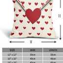 Valentines Day Pillow Covers 18x18 Inch Set of 2 Red Heart Beige Envelope Cotton Linen Decorative Throw Pillow Case Holiday Print Cushion Covers for Bedroom Sofa Living Room Chair Home Decor