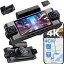 4 Channel Dash Cam 360 View,4K Front Rear Inside Dashcam,Left Right Dash Camera for Cars,Built-in GPS, 5G WiFi,Voice Control,Night Vision, 24/7 Recording Parking Mode Monitor, Free 128G Card (Black)