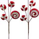 Set of 5-15" Lollipop Spray, Vibrant Holiday Decor with Candy-Themed Accents, Christmas Tree Picks, Wreath & Garland Decorations, Home & Office Christmas Decor