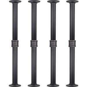 MUZIK 4 Pack Industrial Pipe Table Leg Set, Iron Base Legs for Coffee & End Tables, Desks, Nightstand - Custom Vintage Tables and Furniture Decorations (22 1 inch), Black
