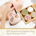 Teenyyou 9 Pcs Bamboo Esthetician Supplies 4 Face Mask Mixing Bowls 4 Facial Cream Spoons 1 Serving Tray for Body Skin Care Bathroom