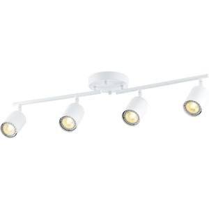 VONLUCE 4 Light Track Light Fixture, LED Track Lighting Kit with Rotatable Track Heads, 3-Color GU10 Bulbs Included, Modern Ceiling Spotlight for Kitchen Office Closet Studio Bedroom, White