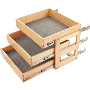 Pull Out Kitchen Drawer Cabinet organizer, 3 Tier 20"W*21"D*19"H,Soft Close Slide Out Wood Shelves Storage for Kitchen Heavy-Duty, Bottom Assembly (Cabniet Opening W>20.5'',D>21.5'',H>19.5'')