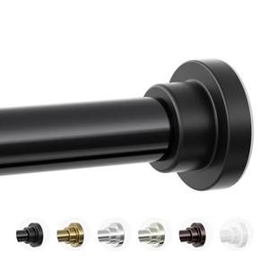 Mcrbeay Shower Curtain Rod, 1" Diameter Heavy Duty Tension Shower Rod, Non Slip Adjustable 30-120 inch No Drilling Shower Curtain Rods Spring Tension For Bathroom, Shower Stall, No Rust, Black