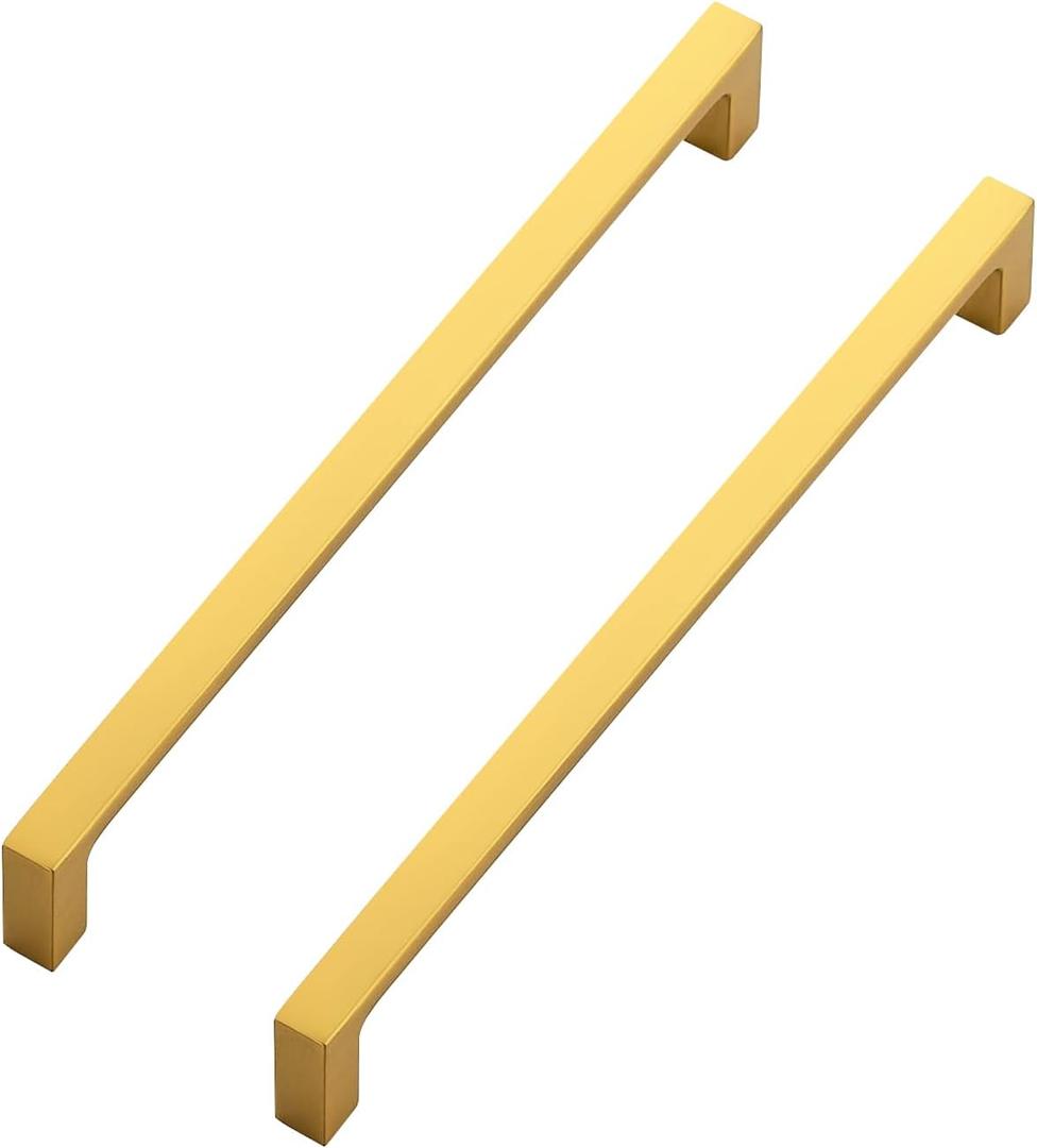 Ravinte 5 Pack Solid 7-1/2 Inch Square Cabinet Handles - Brushed Brass Drawer Pulls - Kitchen Hardware and Handles