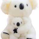11 inch Mum and Baby Koala Plush Toy Stuffed Animal Toy Plush Animal Doll (White)