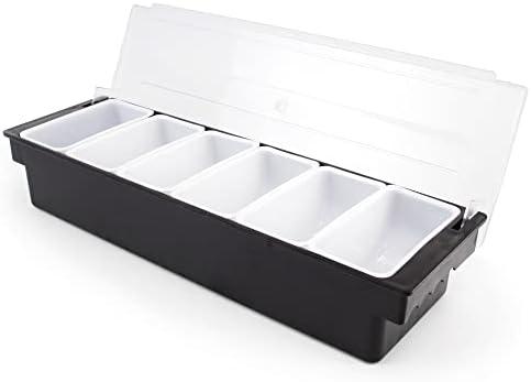 Cocktailor 12 Tray Bar Top Food & Garnish Station with Lid - Condiment Dispender for Bartending, Taco Bar, Ice Cream, Fruit, Salad Bar - Topping Organizer for Restaurant Supplies & Accessories 2 Pack