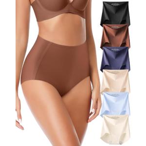 Seamless High Waisted Underwear Panties for Women No Show Ladies Panty Full Coverage Tagless Briefs 6 Pack (Medium)