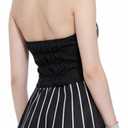Poboola Christmas Night Jack Cosplay Costume Women Gothic Black Dress Stripe V-neck Bowtie Halloween Fancy Dress Outfit (Black, L)