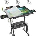 1500 Pieces Jigsaw Puzzle Board for Adults, 13-Tilting-Angle & Height Adjustable Table with Legs and Wheels, Metal Puzzle Table with 6 Felt Trays, Transparent Cover, Non-Slip Felt Surface