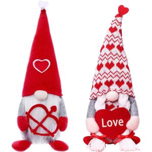 2Pcs Valentine's Day Gnomes Plush Decorations, Mothers Day Valentines Day Love Gnome Heart, Valentine's Gnome Decor Gifts for Indoor Home Table Decor