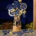 3 x Graduation Party Centerpieces Decorations for Tables Class of 2026 - Glitter Navy Blue and Gold Graduation Table Centerpieces Sticks with LED String for Grad Party Decor Supply 30 Pack