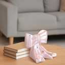 Leinuosen 2 Pcs Pink Bow Bookends Ceramic Cute Book Ends Decorative Book Stand Bow Sculpture Statues Tabletop Shelf Ornament Room Decor for Home Office School Dorm Girl Desk