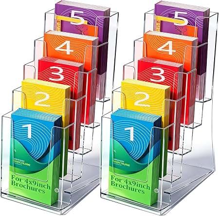 23 Pack Acrylic Brochure and Card Holder Stand, 4x9 Inch Clear Brochure Holder Stand with Heavy Base for Tabletop, Counter, Desk, Flyers, Menus, Postcards, acrylic brochure holder for Office, Restaurant, Retail