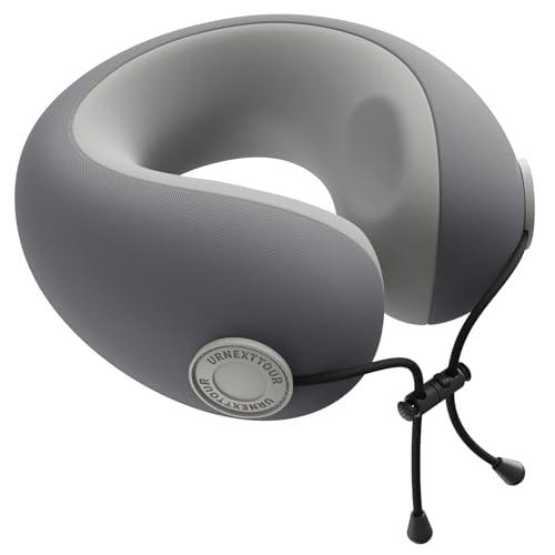 urnexttour Travel Neck Pillows for Airplane Adults, Memory Foam Neck Support Travelling Pillow with Washable Cotton Pillowcases and Storage Bag, for Car, Train, Flight, Office and Home Use Adults Grey