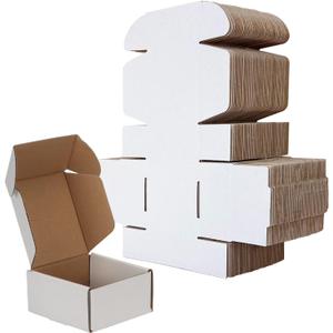 RLAVBL 4x4x2 Shipping Boxes Set of 100, White Small Corrugated Cardboard Box, Mailer Box