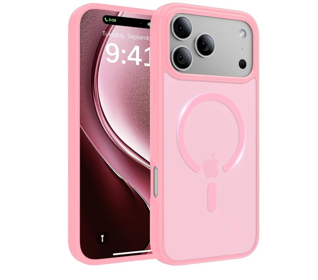 Magnetic for iPhone 17 Pro Case, [Anti-Slip] [Military-Grade Drop Protection] [Camera Protection] Skin-Friendly Slim Matte Shockproof Protective for iPhone 17 Pro Phone Case, Pink