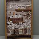 Wood Framed Farmhouse Bathroom Wall Art, Vintage Rustic Daisy Canvas Wall Decor Paintings, Flower Butterfly Inspirational Posters Prints Pictures Artwork for Bathroom Bedroom Living Room, 16x24 Inch