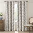 jinchan Blackout Floral Curtains for Bedroom, 90 Inches Long Printed Flower Black Out Curtains, French Country Back Tab Taupe Window Treatment Farmhouse Drapes Set 2 Panels Taupe (*Jacobean Taupe on Off White)