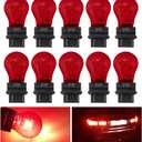 Wevdn 10PCS Car Brake Light Bulb, 3157 Waterproof Micro Quartz Glass Double Wire Light Bulb Replacement, 12V 21/5W Vehicle 360 Lighting Bright Turn Signal Instrument Light Bulbs (Red)