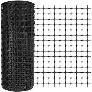 Preboun Plastic Mesh Fence 2 x 164 ft Plastic Safety Fence Roll Reusable Animal Construction Barrier Netting Temporary Pool Fencing Snow Fence for Construction Animal Garden Fencing(Black)