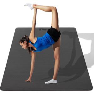 UMINEUX Large Yoga Mat for Men and Women 1/4 & 2/5 Inch Extra Thick TPE Fitness Mat for Home Gym Workout, Non-Slip, Eco Friendly Exercise Mat for Yoga, Pilates, Stretching, Meditation (Black & Glacier Gray)