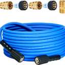 TOOLCY Super Flexible Pressure Washer Hose 30ft, 3400 PSI Kink Resistant Power Washer Hose 1/4 in., Replacement Power Wash Hose with M22 and 3/8" Quick Connection Kit for Gas & Electric