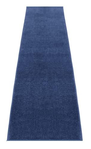 Dark Blue Event Carpet Aisle Runner - Quality Plush Pile Rug with Backing, Binding in Various Sizes (58 X 23 , Dark Blue)